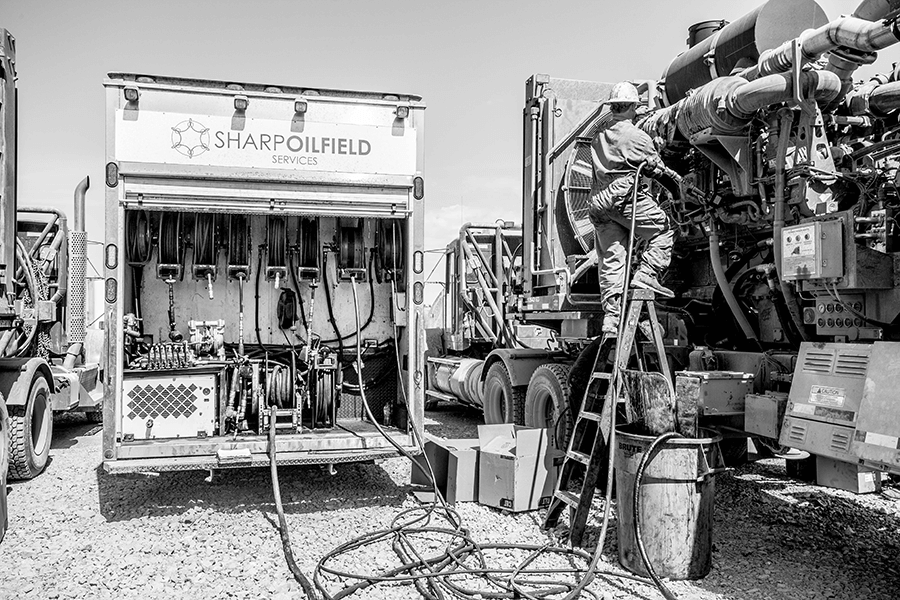 Oilfield services equipment getting express oil and lube change